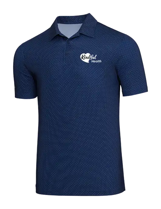 Adidas Navy Blue Diamond Dot Print Polo w/Kindful Health Logo