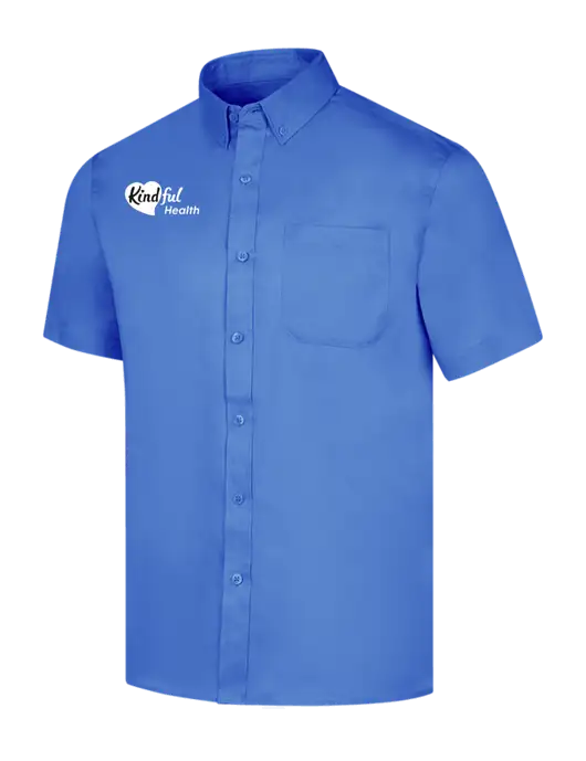 Short Sleeve Dark Carolina Blue Superpro React Twill Shirt w/Kindful Health Logo