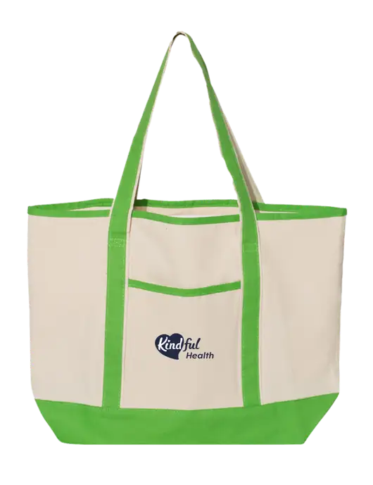 Natural/Light Kelly Large Canvas Deluxe Tote w/Kindful Health Logo