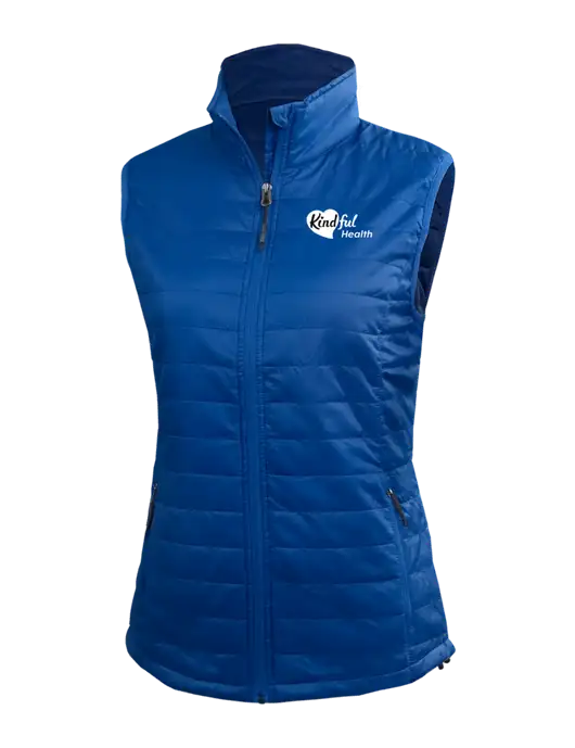 Womens Packable Royal Puffy Vest w/Kindful Health Logo