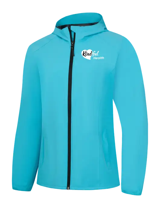 Womens Light Sapphire Blue Essential Rain Jacket w/Kindful Health Logo