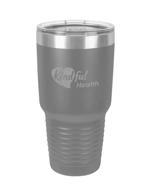 Polar Camel 30 oz Powder Coated Grey Vacuum Insulated Tumbler w/Kindful Health Logo
