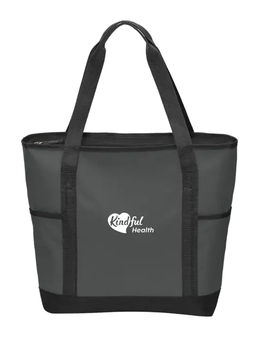 On the Go Charcoal/Black Tote  w/Kindful Health Logo