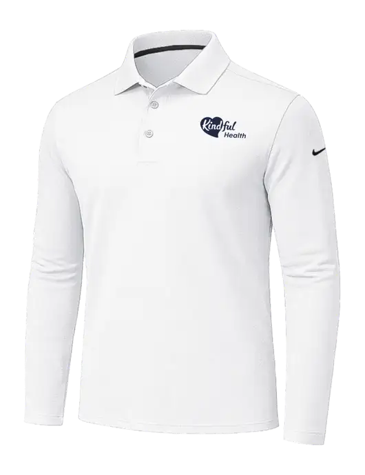 Nike White Dri-FIT Micro Pique 2.0 Long Sleeve Polo w/Kindful Health Logo