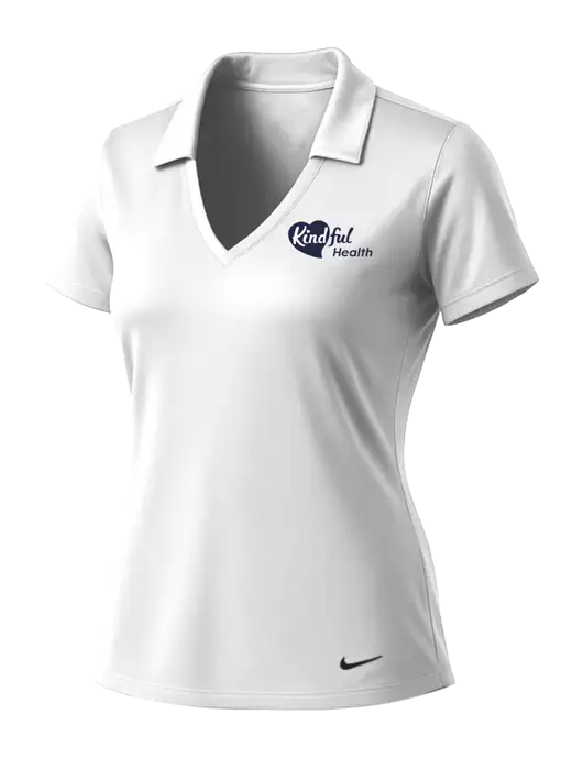 NIKE White Womens Dri-Fit Vertical Mesh Polo w/Kindful Health Logo