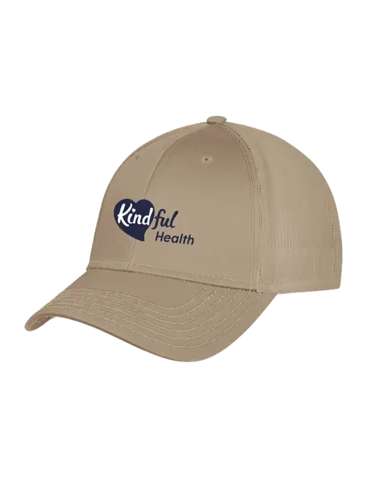 Khaki Mesh Trucker Cap Snap Back w/Kindful Health Logo