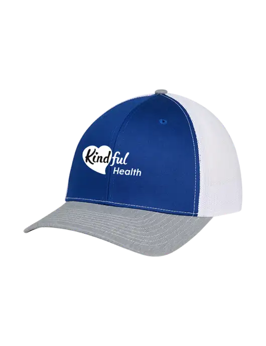 Richardson Adjustable Snapback Original 112 Trucker Cap Royal/HeatherGrey/White Mesh w/Kindful Health Logo