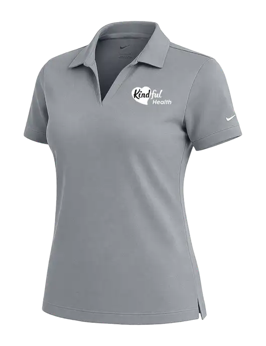 NIKE Medium Grey Womens Dri-Fit Micro Pique Polo w/Kindful Health Logo