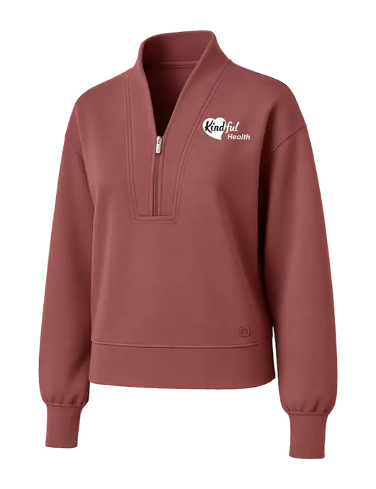 OGIO Womens Soft Maroon Transcend 1/4-Zip w/Kindful Health Logo