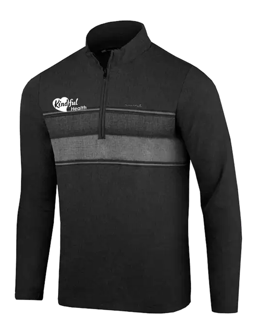 TravisMathew Black Balboa Chest Stripe Quarter Zip w/Kindful Health Logo