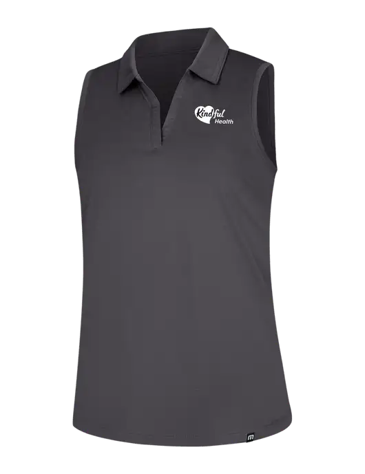 TravisMathew Womens Dark Medium Grey Coto Performance Sleeveless Polo w/Kindful Health Logo
