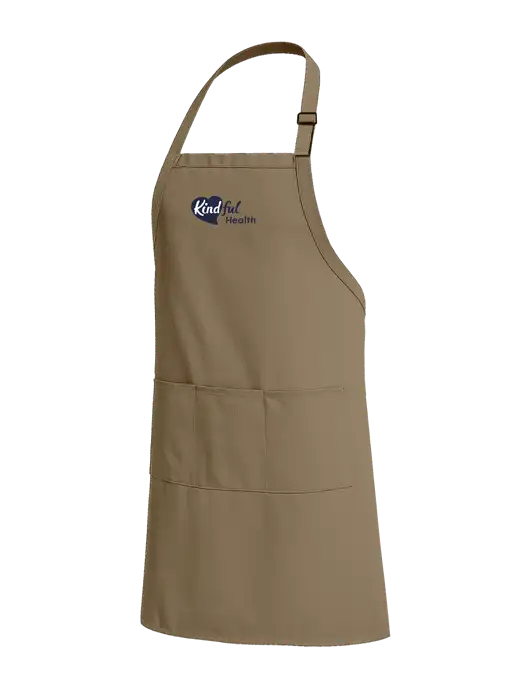 Easy Care Extra Long Bib Dark Tan Apron with Stain Release w/Kindful Health Logo