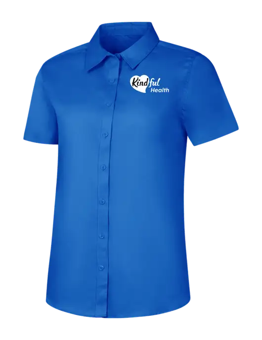 Womens Short Sleeve Royal Blue Superpro React Twill Shirt w/Kindful Health Logo
