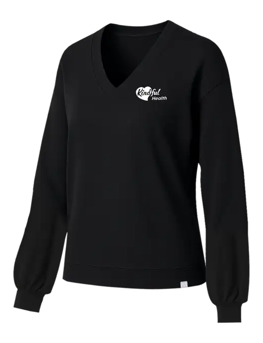 TravisMathew Womens Long Weekend Black V-Neck
 w/Kindful Health Logo