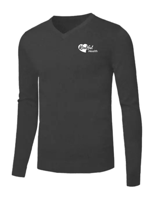 Brooks Brothers Medium Grey Heather Washable Merino V-Neck Sweater w/Kindful Health Logo