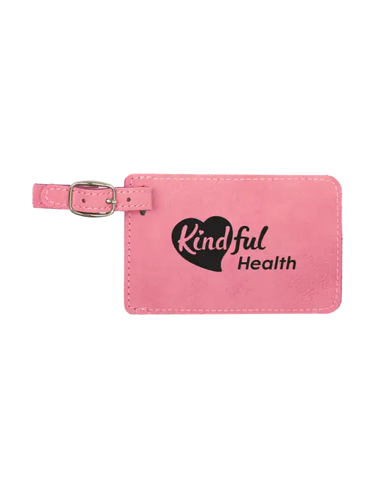 Pink Leatherette Luggage Tag w/Kindful Health Logo