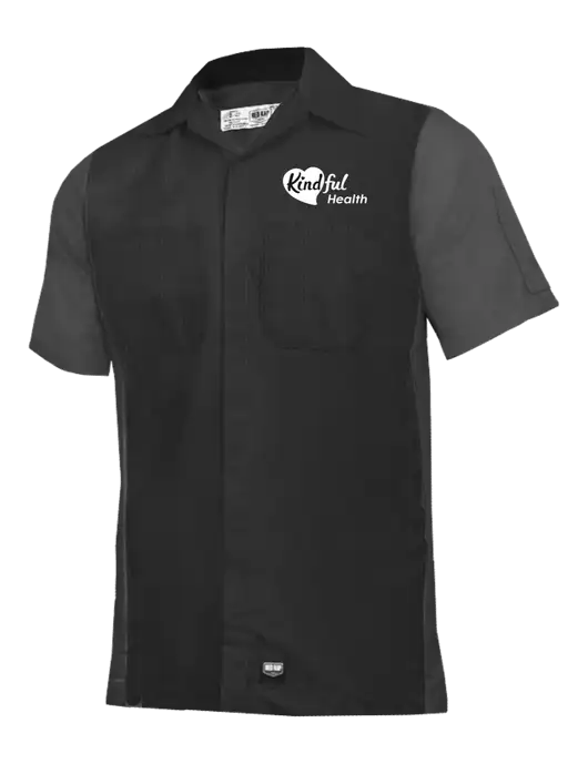 Red Kap Black/Charcoal Short Sleeve Ripstop Crew Shirt w/Kindful Health Logo