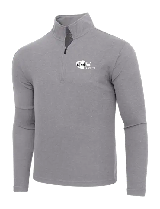 Adidas Medium Grey Melange 3 Stripes Quarter Zip Sweater w/Kindful Health Logo