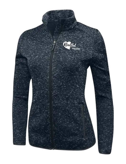Navy Heather Womens Sweater Fleece Jacket w/Kindful Health Logo