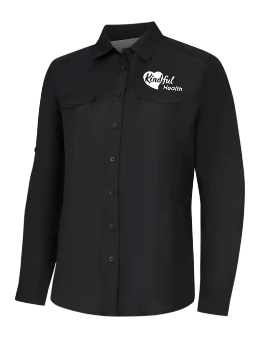 Womens Black Long Sleeve UV Daybreak Shirt w/Kindful Health Logo
