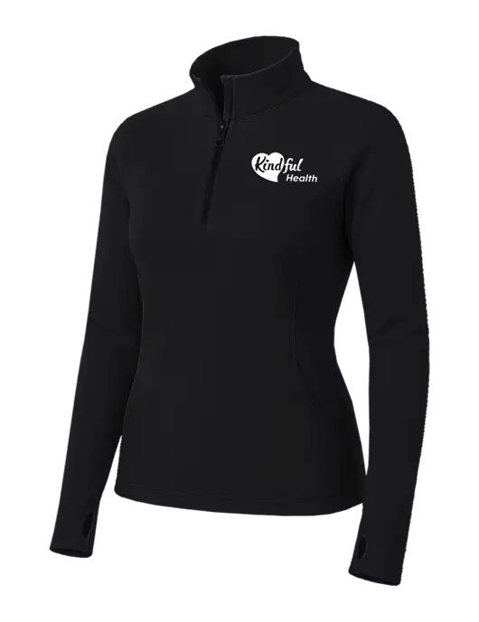 Womens Black Sport Wick Stretch 1/4 Zip Pullover w/Kindful Health Logo