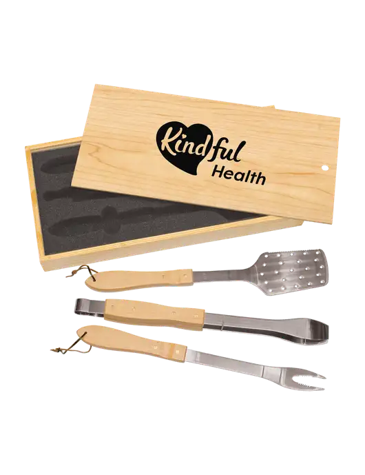 Wood BBQ Gift Set w/Kindful Health Logo