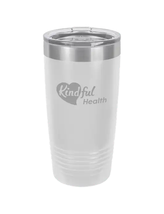 Polar Camel 20 oz Powder Coated White Vacuum Insulated Tumbler  w/Kindful Health Logo