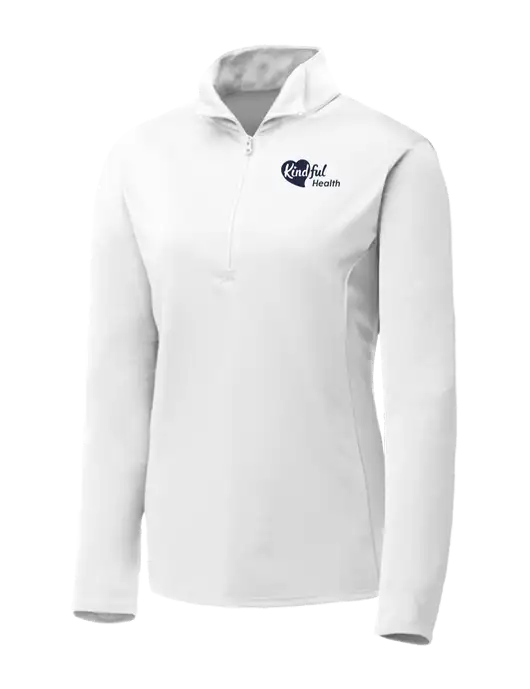 White Womens Posicharge Competitor ¼ Zip Pullover w/Kindful Health Logo