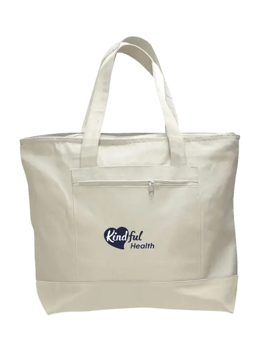 Natural Zippered Tote  w/Kindful Health Logo