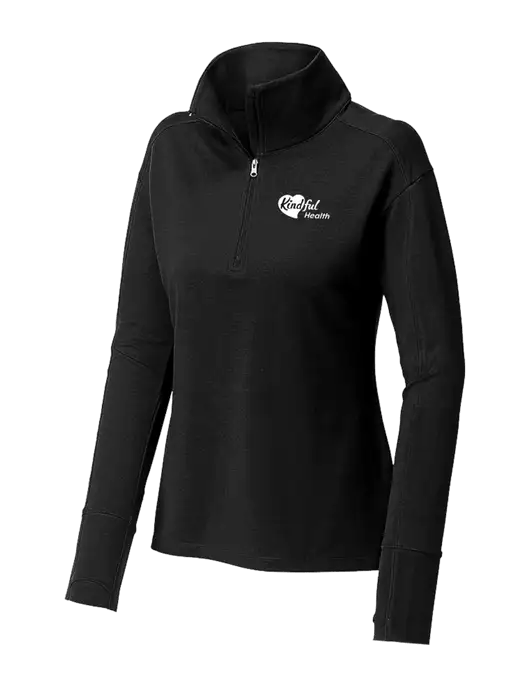Womens Sport-Wick Flex Fleece Black 1/4-Zip w/Kindful Health Logo