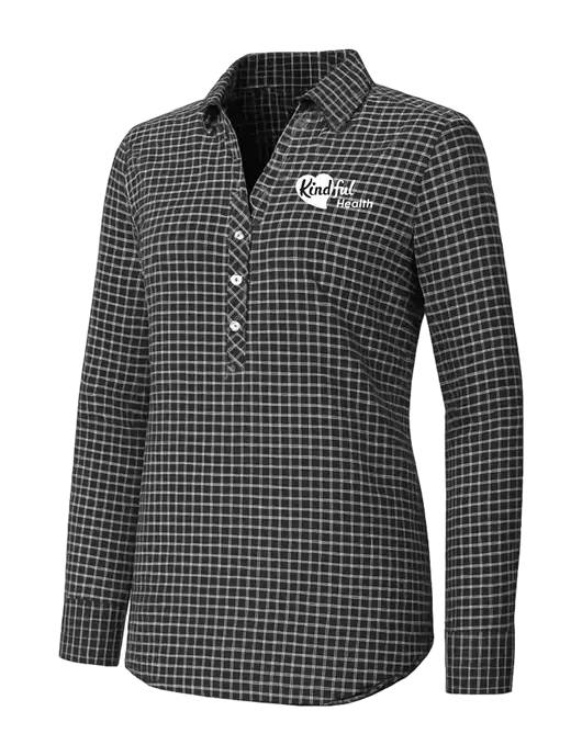 Womens Dark Grey/White City Stretch Shirt w/Kindful Health Logo