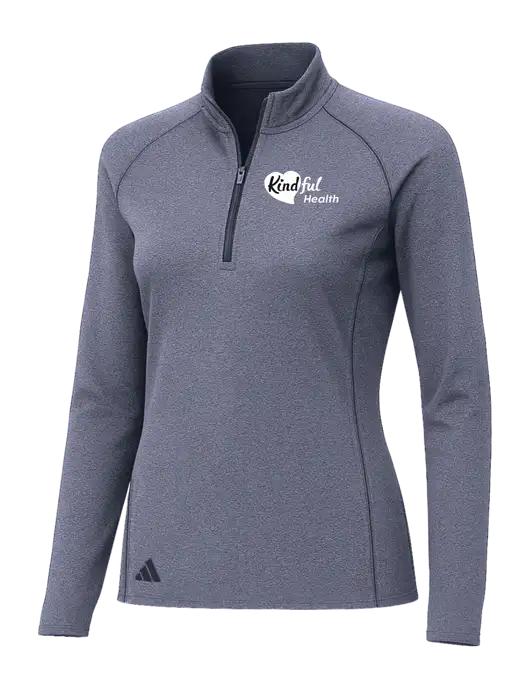 Adidas Womens Navy Melange Space Dyed Quarter-Zip Pullover  w/Kindful Health Logo