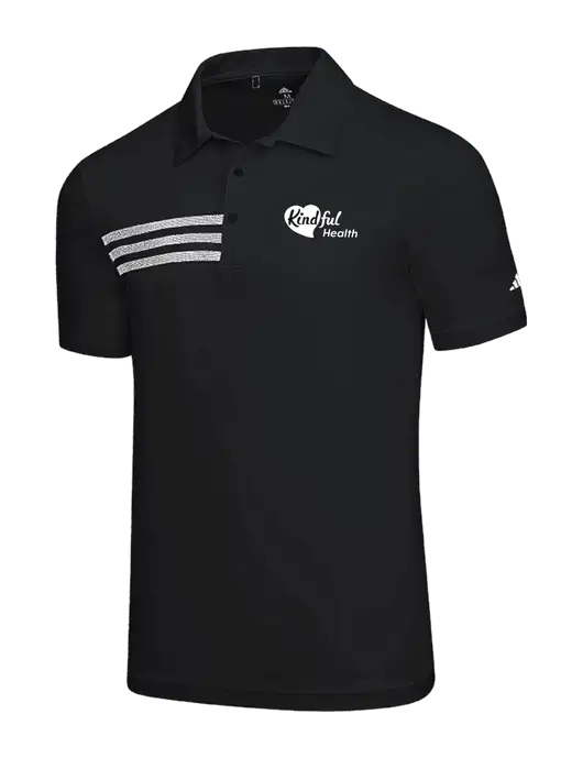 Adidas Black 3 Stripes Chest Polo w/Kindful Health Logo