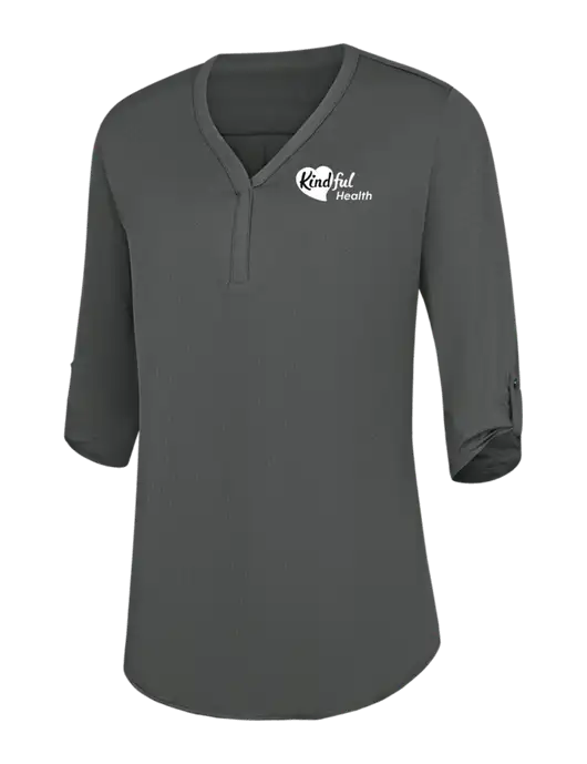 Womens Dark Grey City Stretch 3/4-Sleeve Tunic w/Kindful Health Logo