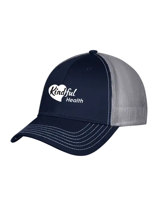 Navy & Grey Mesh Trucker Cap Snap Back w/Kindful Health Logo