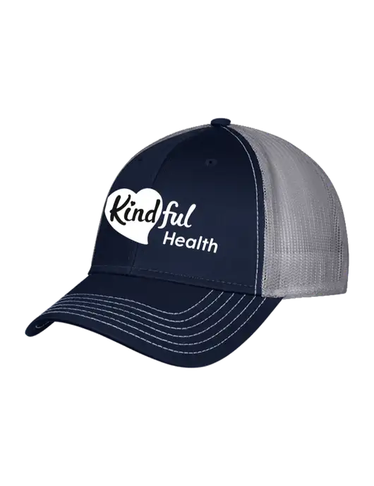 Navy/Grey Mesh Trucker Cap Snap Back w/Kindful Health Logo