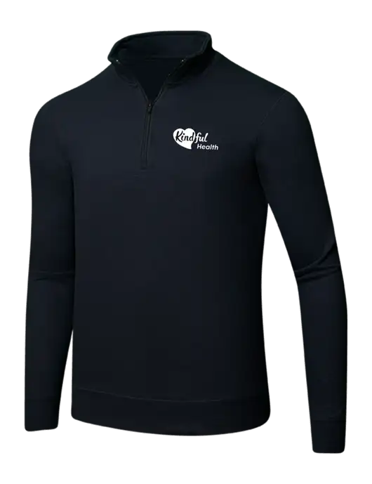 Jet Black 8.5 oz Ring Spun 1/4 Zip Pullover Sweatshirt w/Kindful Health Logo