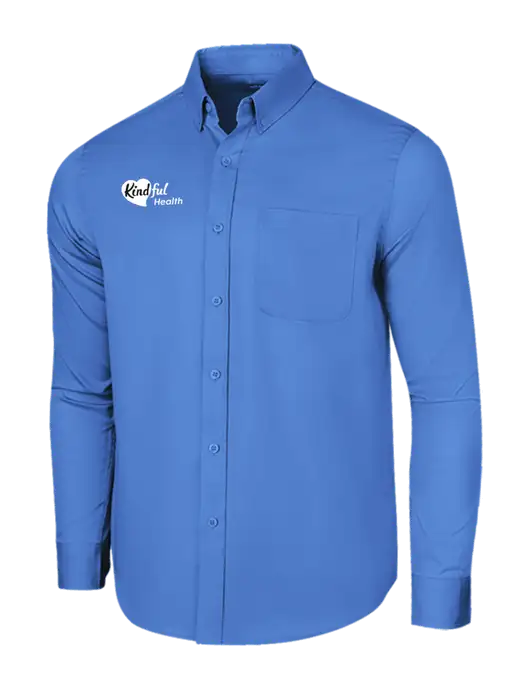 Long Sleeve Dark Carolina Blue Superpro React Twill Shirt w/Kindful Health Logo