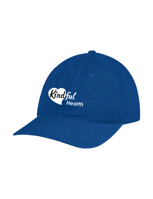 Garment Washed Unstructured Twill Royal Cap w/Kindful Health Logo
