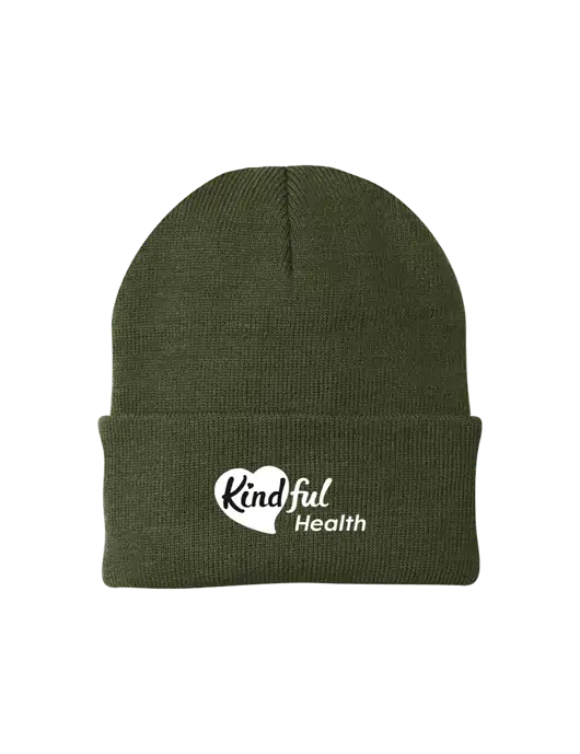 Dark Olive Green Knit Cap w/Kindful Health Logo