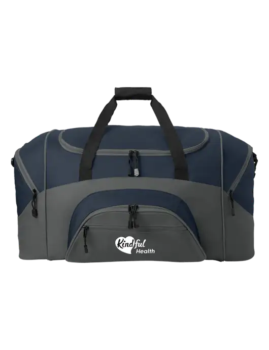 Standard Colorblock Navy/Dark Grey Sport Duffel w/Kindful Health Logo