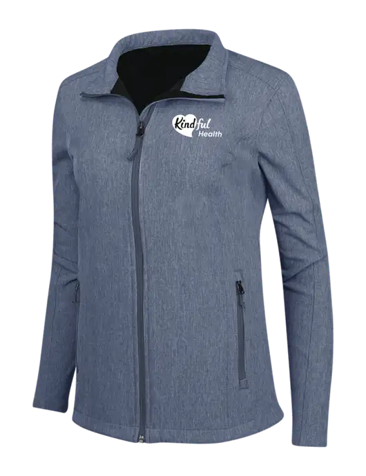 Navy Heather Womens Core Soft Shell Jacket w/Kindful Health Logo