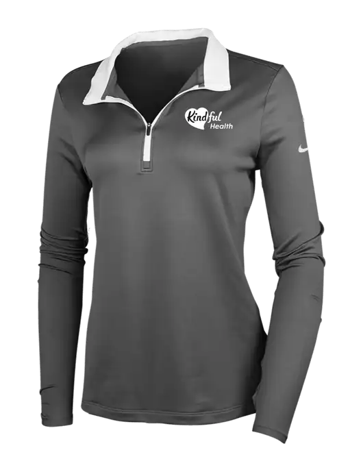 NIKE Dark Grey/White Womens Dry-Fit Stretch 1/2 Zip Cover-Up w/Kindful Health Logo