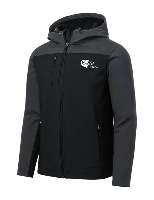 Hooded Core Dark Grey/Black Soft Shell Jacket w/Kindful Health Logo