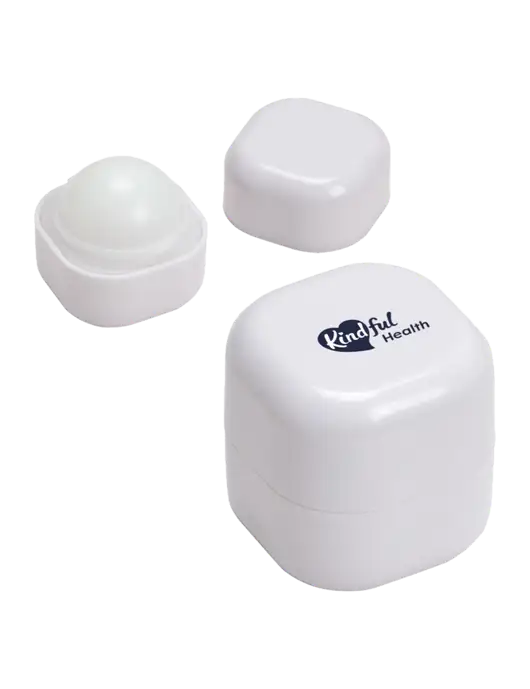 White Chap Cube Vanilla Lip Balm w/Kindful Health Logo