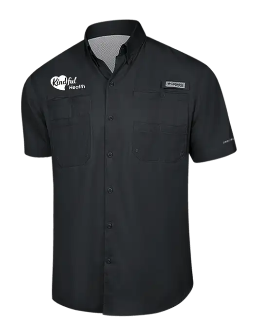 Columbia Black PFG Tamiami II Short Sleeve Shirt w/Kindful Health Logo