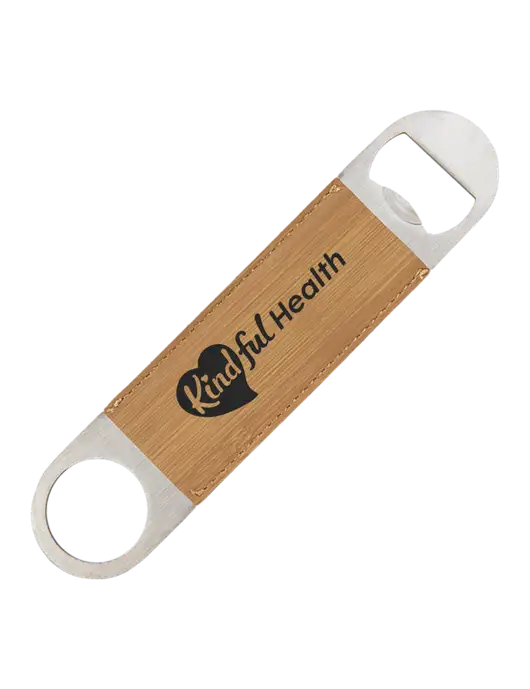 Bamboo Leatherette Bottle Opener w/Kindful Health Logo