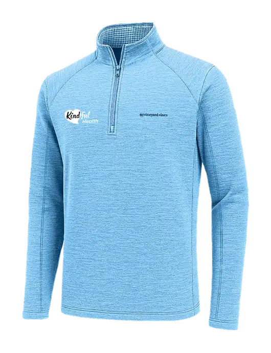 Vineyard Vines Very Light Heather Sapphire Sankaty Quarter-Zip Pullover
 w/Kindful Health Logo