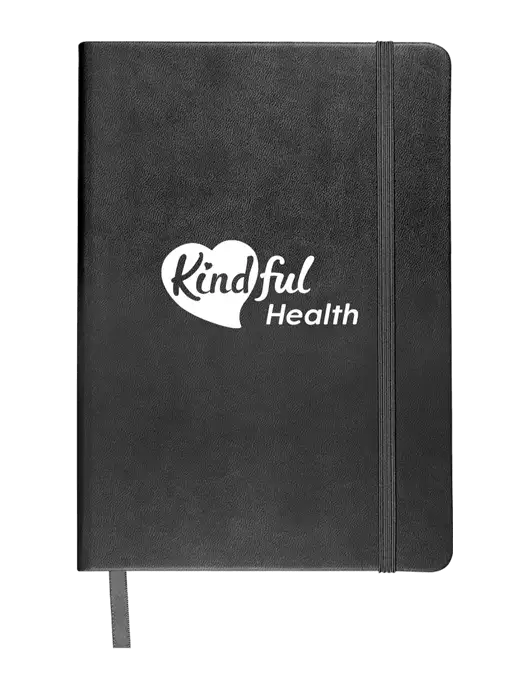 Leeman Black Tuscany Journal 5.75 x 8.25  w/Kindful Health Logo