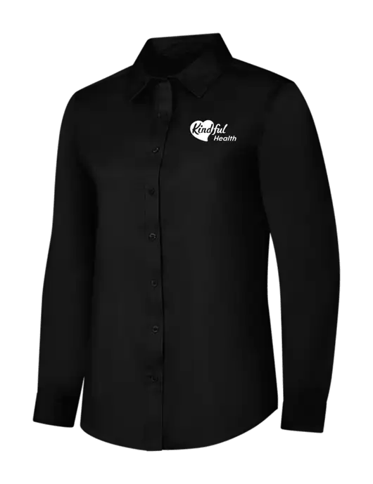 Womens Black Long Sleeve Superpro React Twill Shirt w/Kindful Health Logo